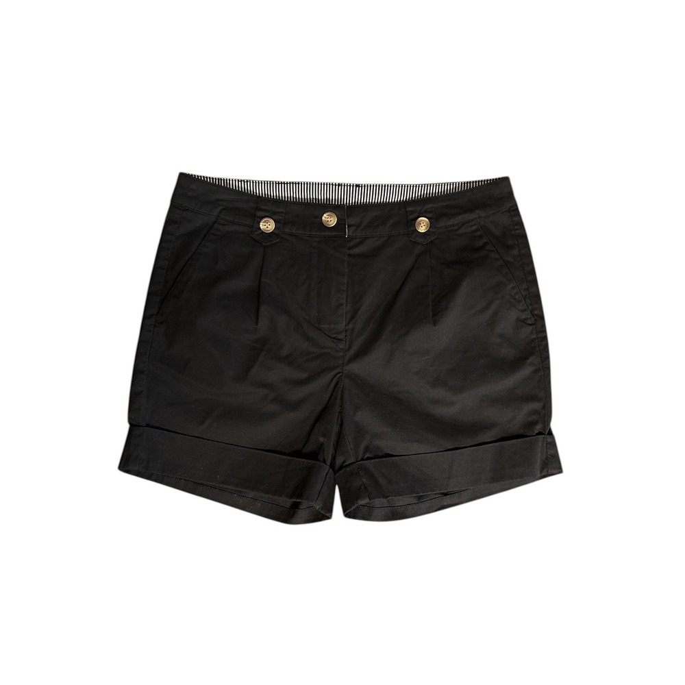 Tribal Black Cuffed Shorts Button Waist Detail Stretch Women's Sizeβ 8 NWT
